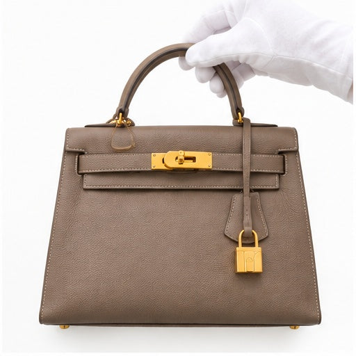 Taupe Kelly Style Handbag